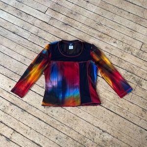 Vintage 1990s Libra Abstract Semi Sheer Blouse
